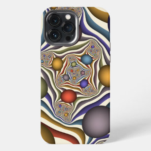 Etui iPhone 13 Pro Max Art abstrait fractal moderne coloré en vol