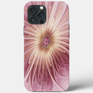 Etui iPhone 13 Pro Max Art fractal de fleurs abstraites et nuances de bor