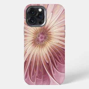 Etui iPhone 13 Pro Max Art fractal de fleurs abstraites et nuances de bor