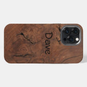 Etui iPhone 13 Pro Max Aspect bois de noyer foncé (Verso Horizontal)