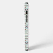 Etui iPhone 13 Pro Max Aztec Formes Motif Rusts Crème Turquoise-Bleu (Côté gauche)