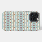 Etui iPhone 13 Pro Max Aztec Formes Motif Rusts Crème Turquoise-Bleu (Verso Horizontal)