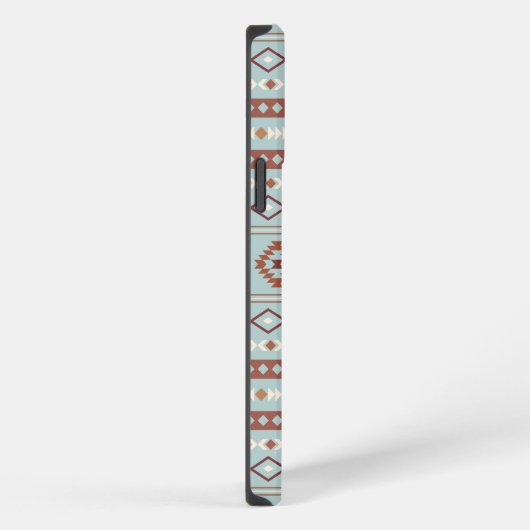 Etui iPhone 13 Pro Max Aztec Mixte Motif Motif Rusts Crème Bleu (Côté droit)