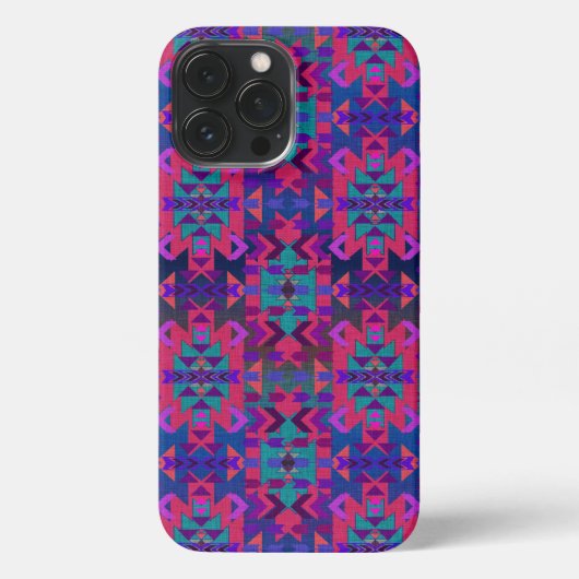 Etui iPhone 13 Pro Max Beau style sud-ouest rose et violet (Verso)