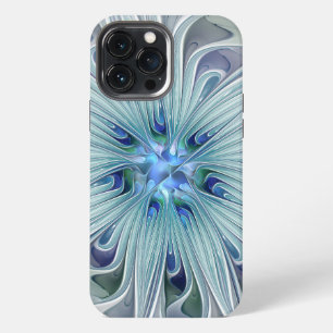 Etui iPhone 13 Pro Max Beauté florale Abstrait Moderne Fleur Pastel Bleu