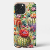 Etui iPhone 13 Pro Max Beaux Cactus Fleuris (Verso)