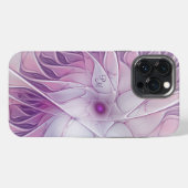 Etui iPhone 13 Pro Max Belles Initiales Abstraites de Fleur Rose (Verso Horizontal)