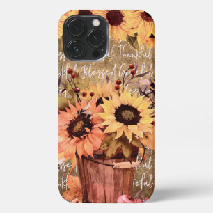 Etui iPhone 13 Pro Max Bénédiction de tournesol Gratitude Thanksgiving