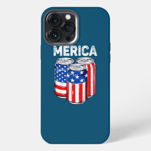 Etui iPhone 13 Pro Max Bière drôle Drapeau américain USA 4 juillet buvant