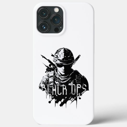 Étui iPhone 13 Pro Max Black Ops noir et blanc (Verso)