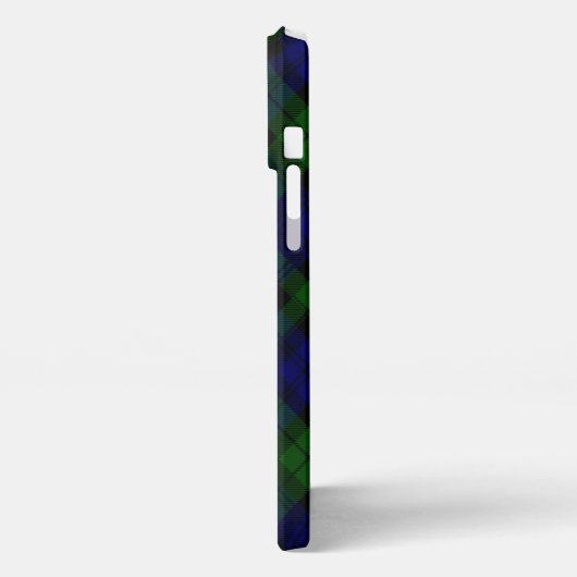 Etui iPhone 13 Pro Max Black Watch Tartan bleu vert Plaid (Côté gauche)