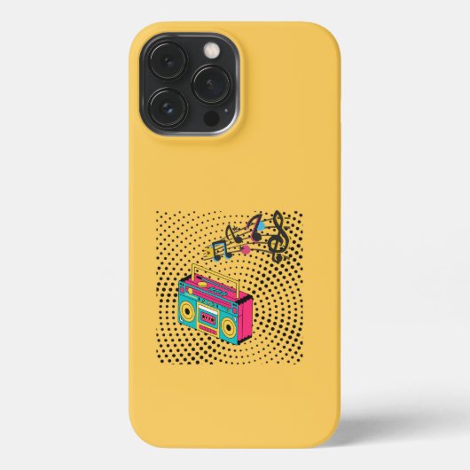Etui iPhone 13 Pro Max Boombox audio rétro. (Verso)