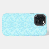 Etui iPhone 13 Pro Max Botanique damassé bleu coque iphone (Verso Horizontal)