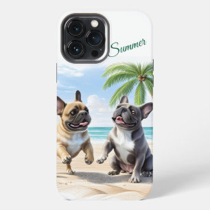 Etui iPhone 13 Pro Max Bouledogues français plage Bouledogue Français