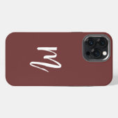 Etui iPhone 13 Pro Max Bourgogne foncé élégant Calligraphie monogramme si (Verso Horizontal)