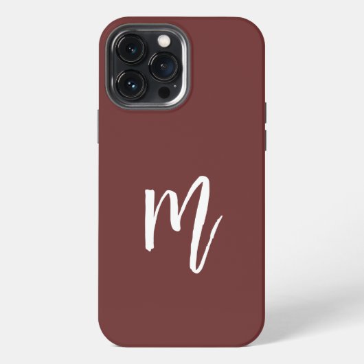 Etui iPhone 13 Pro Max Bourgogne foncé élégant Calligraphie monogramme si (Verso)