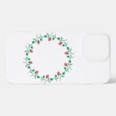 Etui iPhone 13 Pro Max Cadre rond fleuri avec fleurs roses (Verso Horizontal)