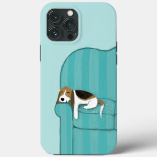 Etui iPhone 13 Pro Max Canapé Heureux Chien Mignon Beagle Amusant Art