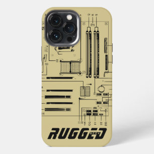 Etui iPhone 13 Pro Max carte mère technologie GEEK ROBUSTE or et noir