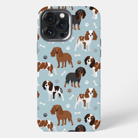 Etui iPhone 13 Pro Max Cavalier King Charles Spaniel Paws and Bones (Verso)