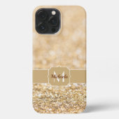 Etui iPhone 13 Pro Max Champagne or fausse parties scintillant scintille  (Verso)