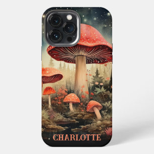 Etui iPhone 13 Pro Max Champignon de Fée Magique avec Nom Personnalisé