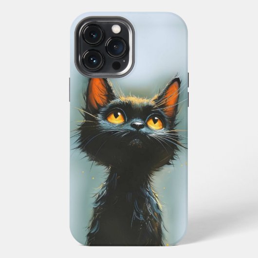 Etui iPhone 13 Pro Max Chat noir enchanté (Verso)