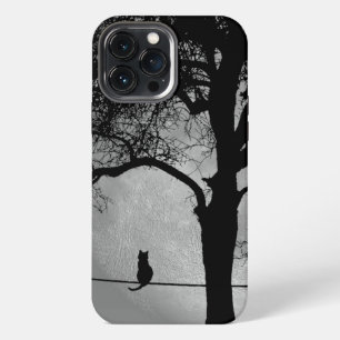 Etui iPhone 13 Pro Max Chat sur un fil pleine lune
