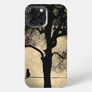 Etui iPhone 13 Pro Max Chat sur une Pleine lune de fil