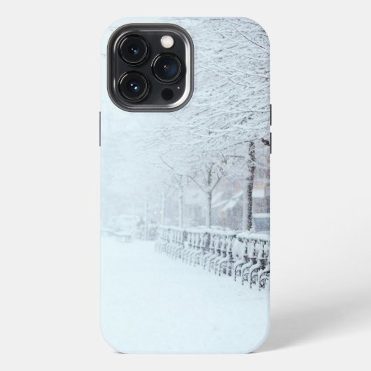 Etui iPhone 13 Pro Max Chemin hivernal enneigé (Verso)