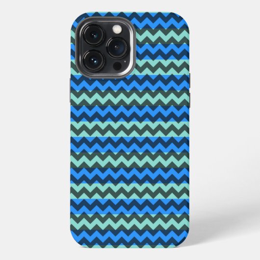 Etui iPhone 13 Pro Max Chevron bleu en zigzag (Verso)