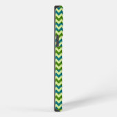 Etui iPhone 13 Pro Max Chevron Zigzag Bleu Vert (Côté droit)