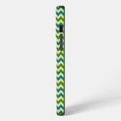 Etui iPhone 13 Pro Max Chevron Zigzag Bleu Vert (Côté gauche)