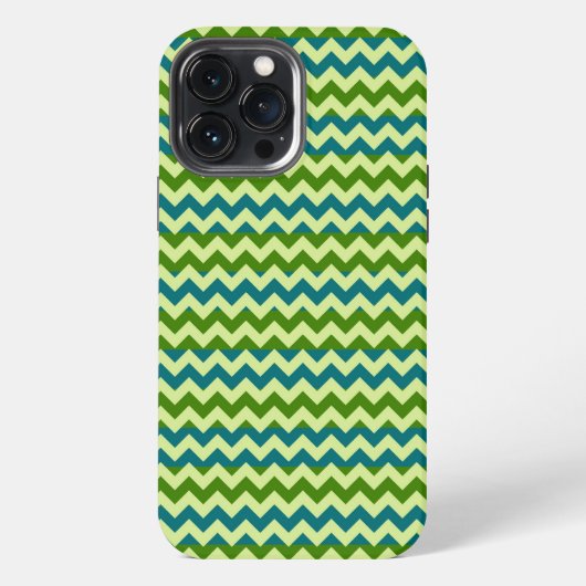 Etui iPhone 13 Pro Max Chevron Zigzag Bleu Vert (Verso)