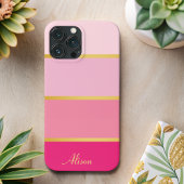 Etui iPhone 13 Pro Max Chic moderne rose rayures or Nom