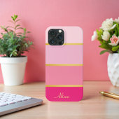 Etui iPhone 13 Pro Max Chic moderne rose rayures or Nom