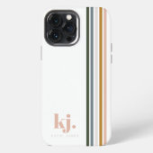 Etui iPhone 13 Pro Max Chic Rayures Rétro Monogramme (Verso)
