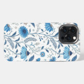 Etui iPhone 13 Pro Max Chinoiserie Blue Echinacea Pattern (Verso Horizontal)