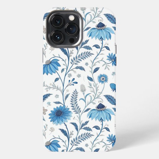 Etui iPhone 13 Pro Max Chinoiserie Blue Echinacea Pattern (Verso)