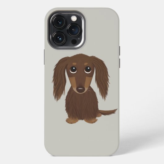 Etui iPhone 13 Pro Max Chocolat mignon Longhé Brown Dachshund (Verso)