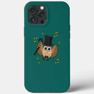 Etui iPhone 13 Pro Max Chouette Dansante Mignonne avec Notes de Musique D