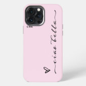 Etui iPhone 13 Pro Max Ciao Bella | Script moderne italien rose avec coeu (Verso)