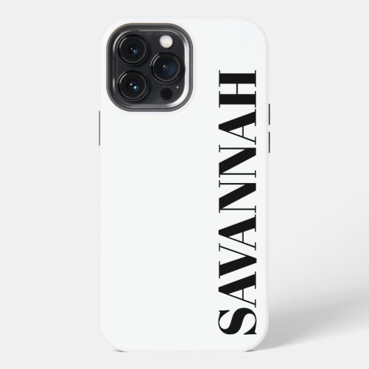 Etui iPhone 13 Pro Max Classique blanc nom personnalisé simple (Verso)