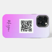 Etui iPhone 13 Pro Max Code QR, Logo, Art ou Photo, Nom Dégradé Fuchsia (Verso Horizontal)