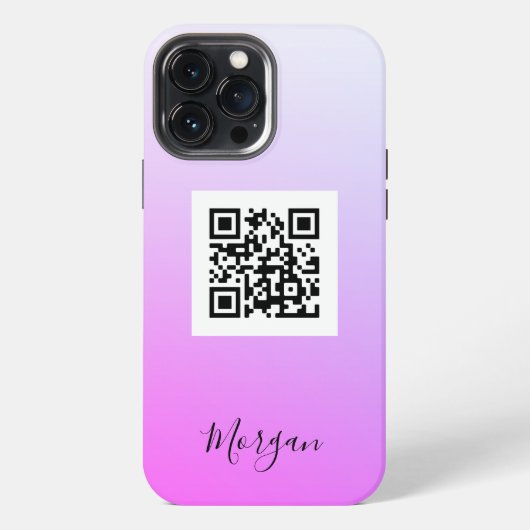 Etui iPhone 13 Pro Max Code QR, Logo, Art ou Photo, Nom Dégradé Fuchsia (Verso)