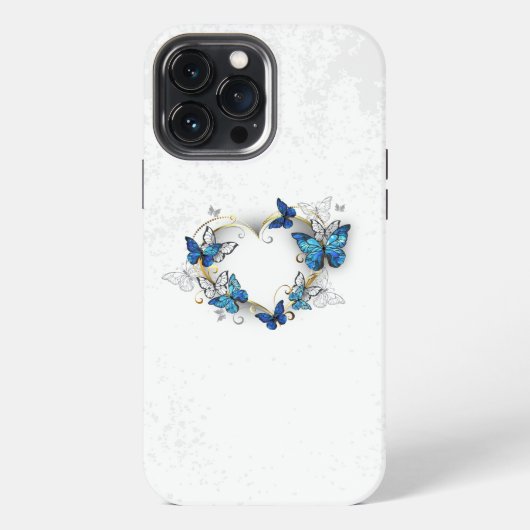 Etui iPhone 13 Pro Max Cœur de bijouterie avec papillons Morpho (Verso)