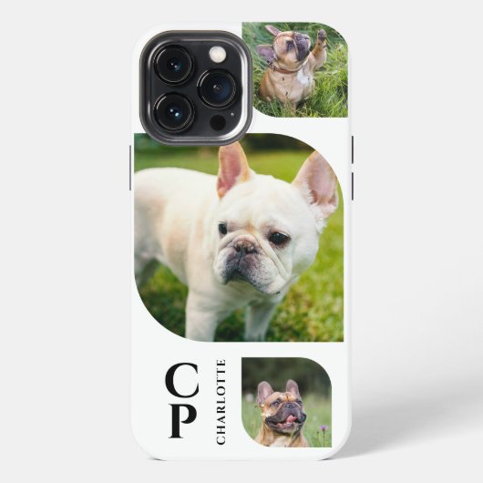 Etui iPhone 13 Pro Max Collage photo simple moderne Monogramme Nom 3 (Verso)