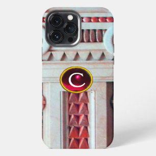 ETUI iPhone 13 PRO MAX COLONNE EN MARBRE ÉLÉGANT, MONOGRAMME EN PIERRE GE