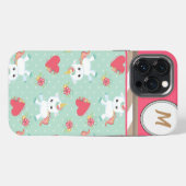 Etui iPhone 13 Pro Max Conception de Coeurs et Unicornes (Verso Horizontal)