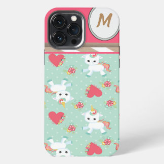 Etui iPhone 13 Pro Max Conception de Coeurs et Unicornes